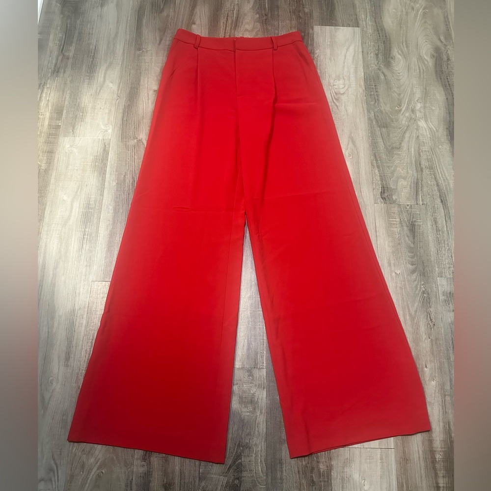 Alice + Olivia Bold Red Wide-Leg Pants 8 - Picture 3 of 8